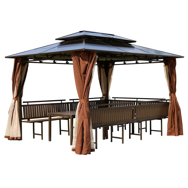 Outdoor Pavilion Shade Tent Villa Courtyard Garden Four-Poster Pavilion Outdoor Leisure Farm Roof Terrace Gazebo