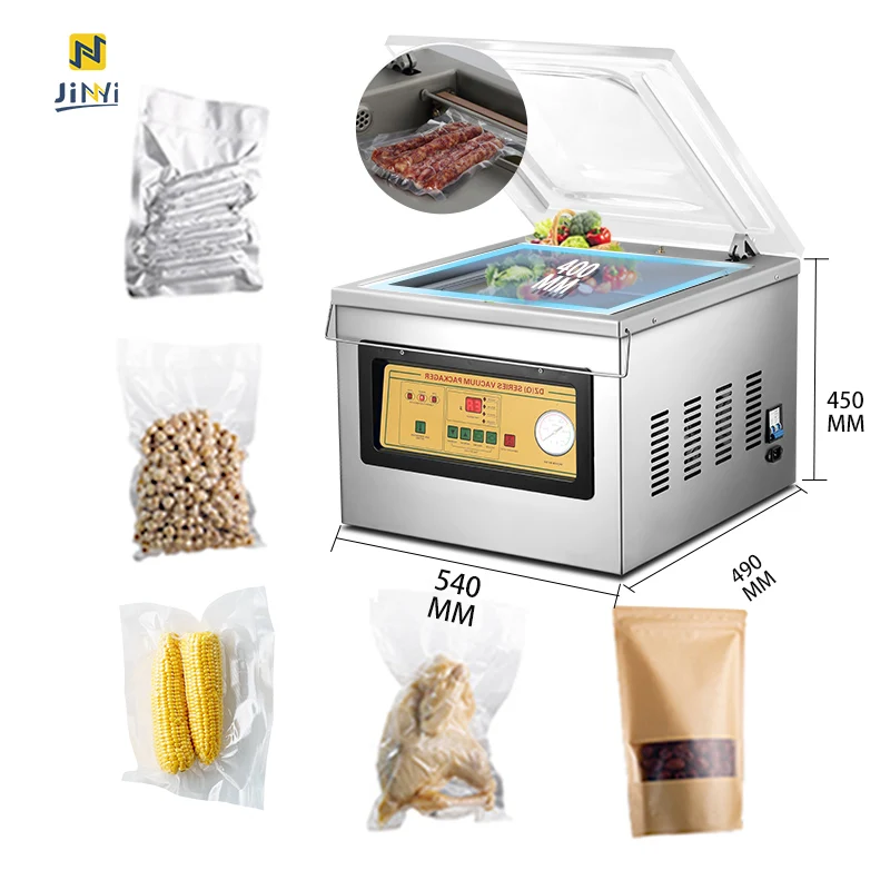 JINYI DZ-400/2F commercial vacuum packing machine for seafood chamber vaccum sealer meat vaccum packing machine