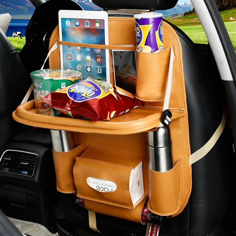 
New design PU Leather Car Back Seat Organizer with Tray 