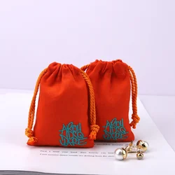 High Quality Small Canvas Cosmetic Gift Jewelry Bag Custom Embroidery Cotton Drawstring Pouch