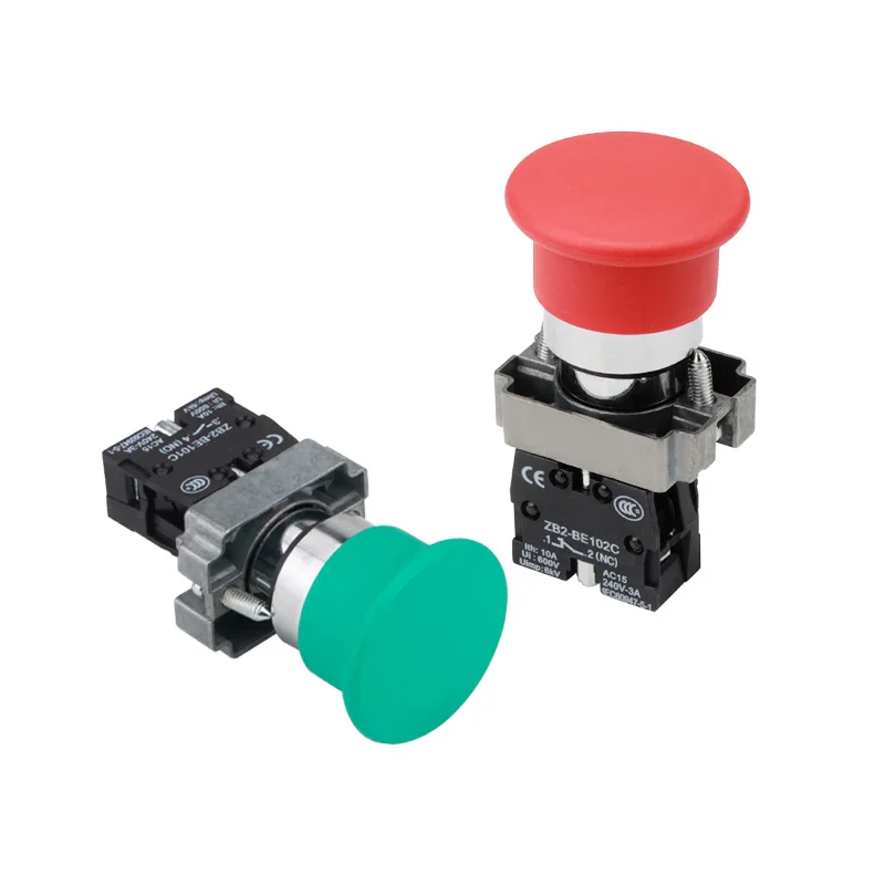 SHENGLEI mushroom self-locking green red XB2 Series explosion-proof emergency stop button control switch opening 30mm