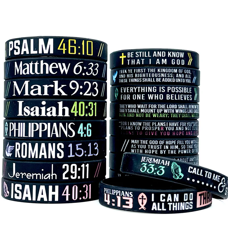 Cheap custom silicone wristband no minimum order easy to custom your own wristband Christian Bible Verses Silicone Wristbands