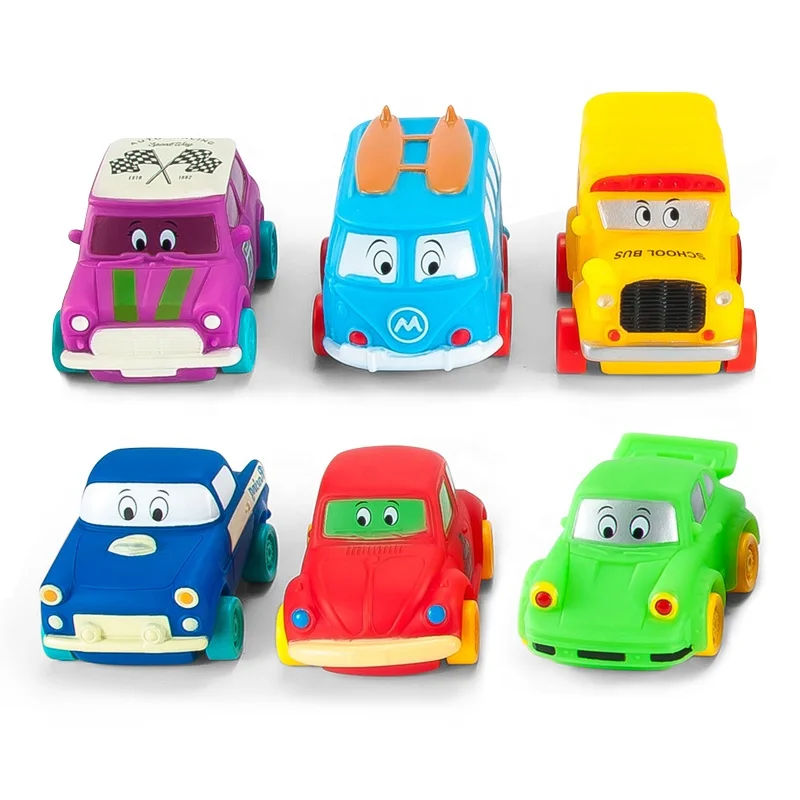 Mini car vinyl toy for baby education toys soft rubber cars cheap kids gift