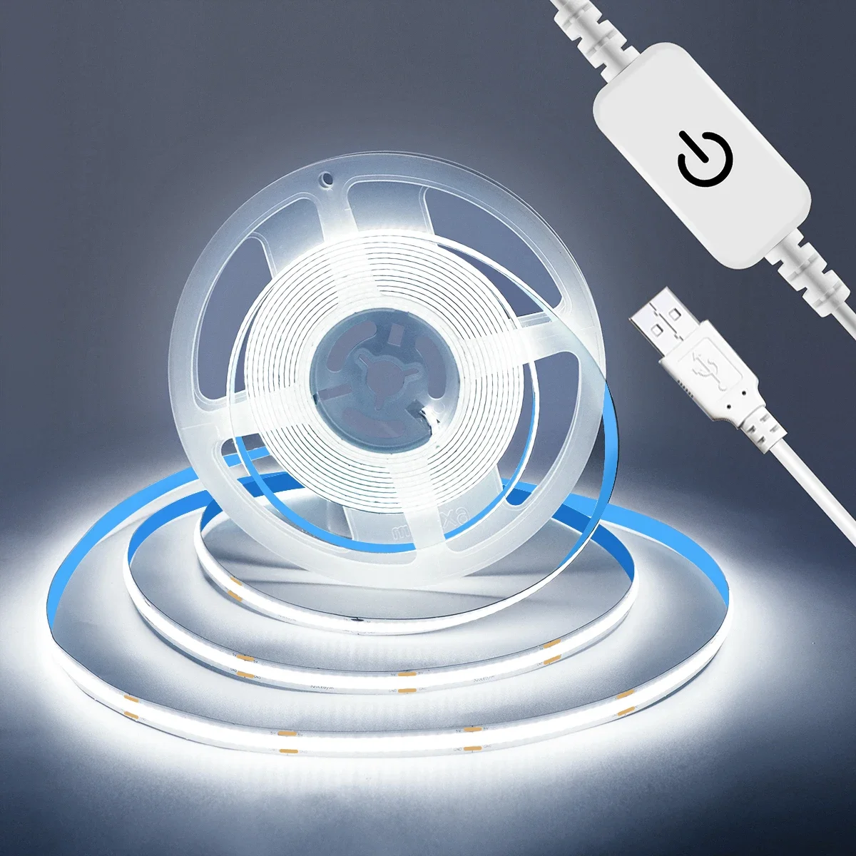 Touch Sensor Dimmable USB COB LED Strip Light 5V Ribbon Flexible Strip 320LEDs/M Night Lamp For Mirror Backlighting Decoration