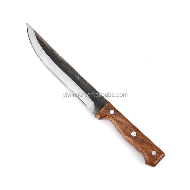 Hot Sale  8 Inch High Quality Original Wood Handle Slicing Knives with Hammered Pattern Blade Hunting Knife Outdoor Knife