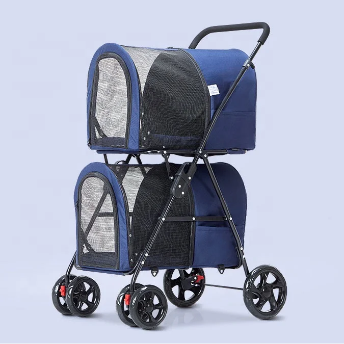 Newest design twins dog stroller pet carriage double pet stroller