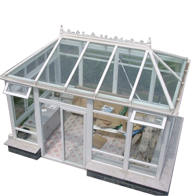 Outdoor White Color European Veranda with Aluminium Roof Customized Aluminum Sun Room Winter Garden Glass House