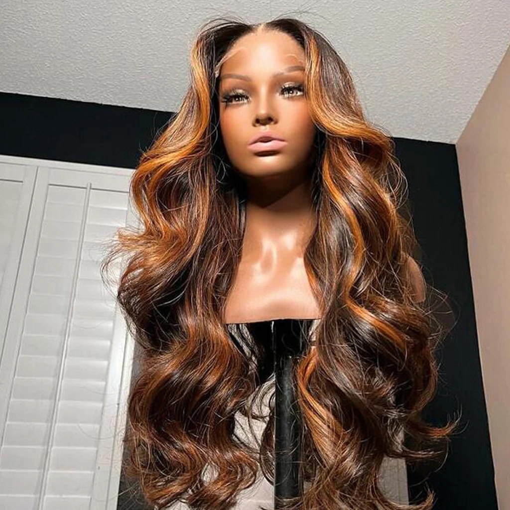 Body Wave HD Transparent Swiss Lace Front Wigs 100% Mink Brazilian Human Hair Highlighted Wigs for Black Women