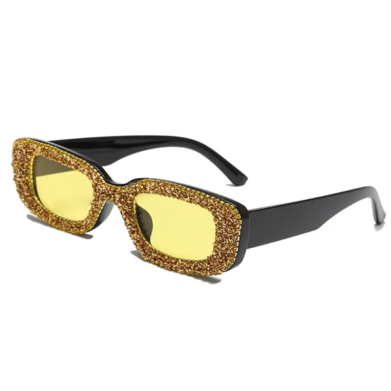 Qsky Sea street take pictures for small faces small frame square glasses diamond rhinestone vintage oval uv400 shades sunglasses