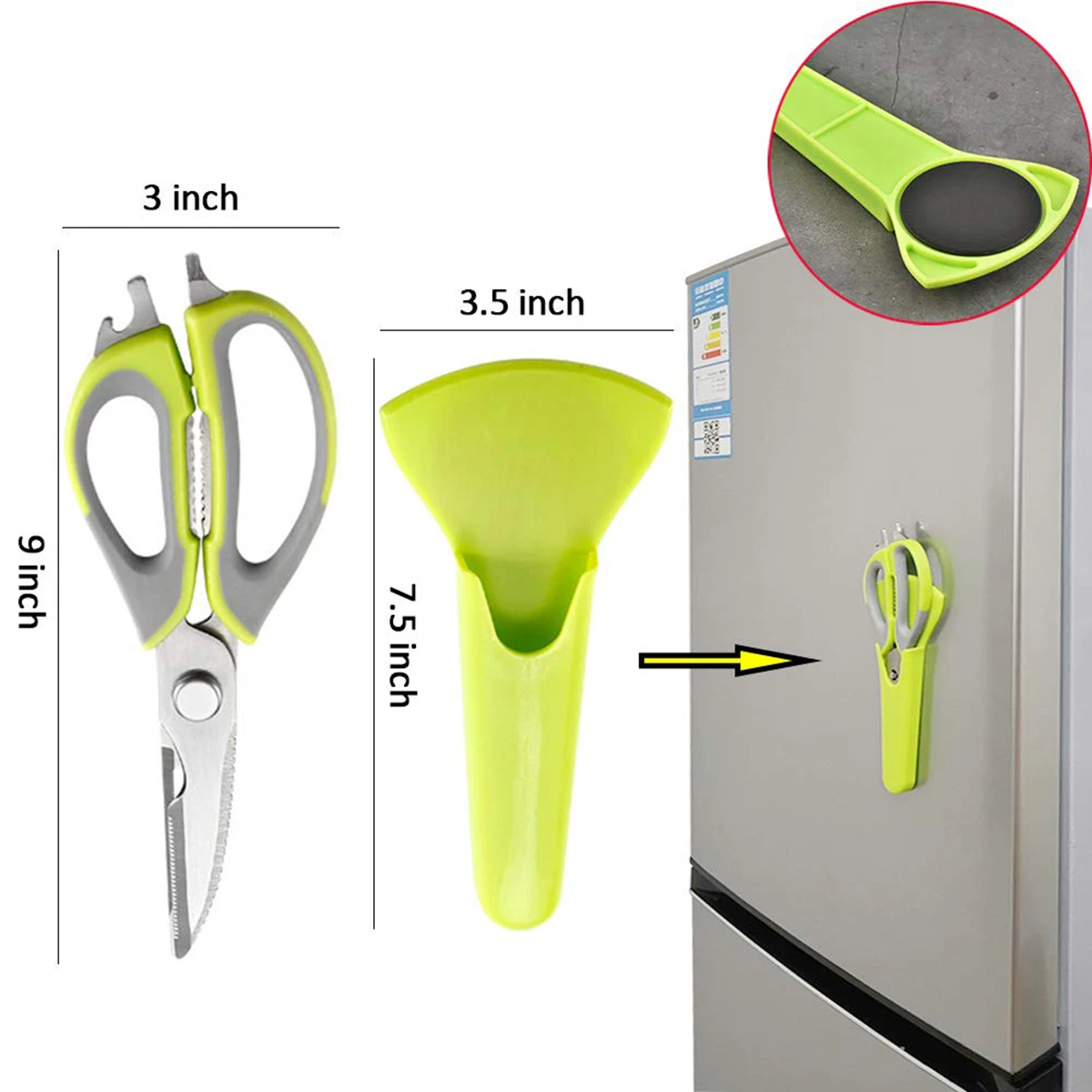 Household Heavy Duty 3Cr13 Stainless Steel with Magnetic Holder Multi-purpose Kitchen Scissors Kitchen Poultry Shears