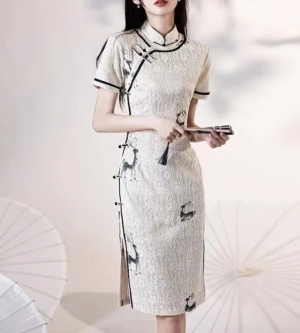 Chinese Style New Summer Women Dress 2021 new fashion western wedding dress