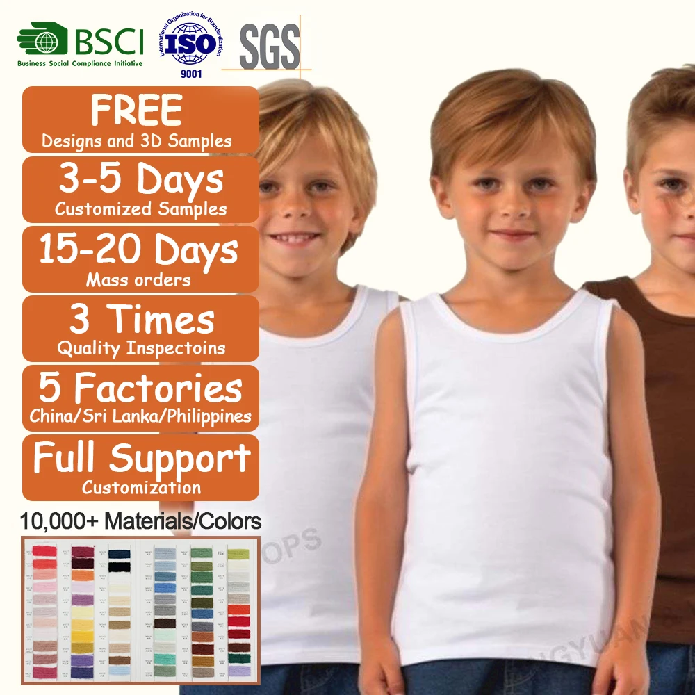 Wholesale Boys Cotton Tank Top Undershirts 3-Pack