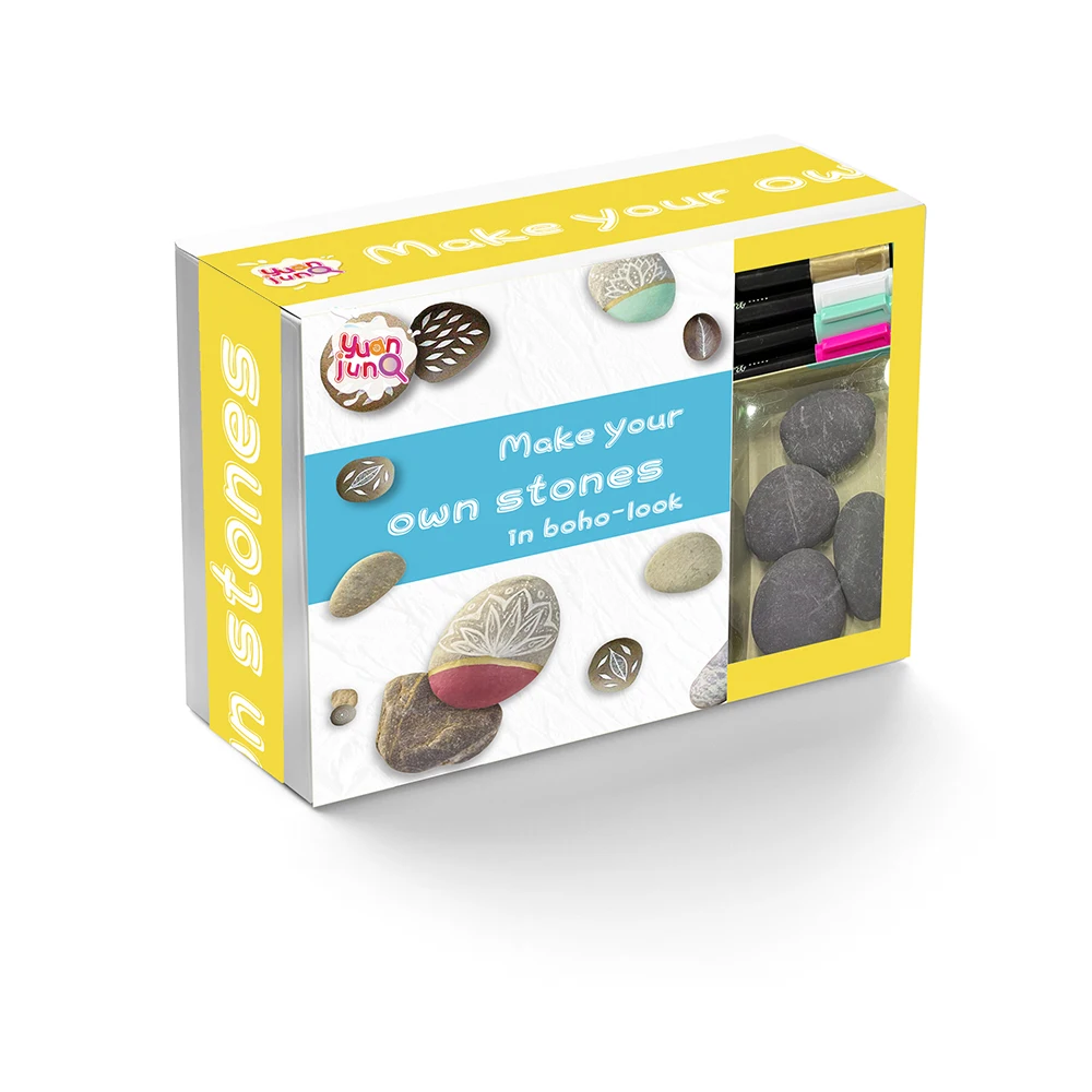 Custom DIY Artist Galaxy River Flat Stone Rock Painting Kit for Kids Creativity