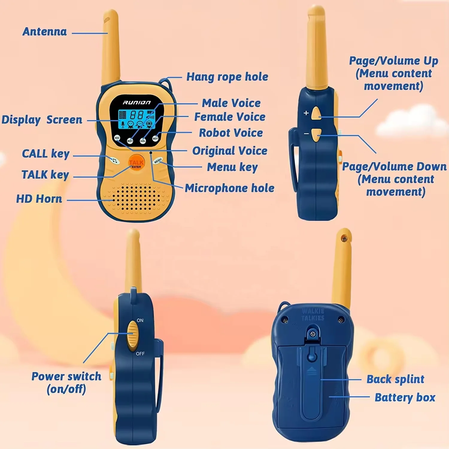 kids Walkie-talkie toys 3 KM Range mini portable wireless Talkie-walkie Toy with Voice Changer intercom phone for Kids