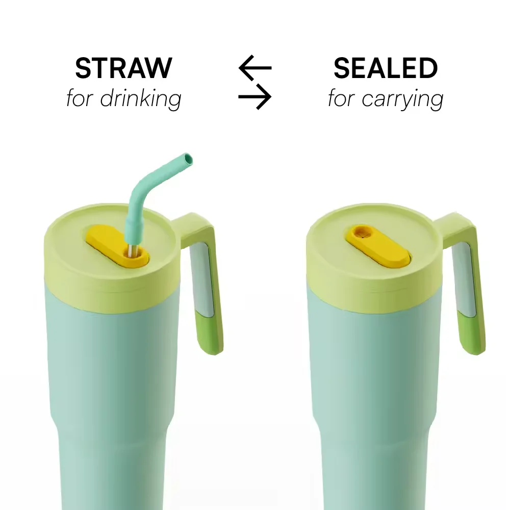 Stainless Steel 40 oz Vacuum Insulated Cup Tumbler with Handle and Fruit Infuser with Lid & Straw