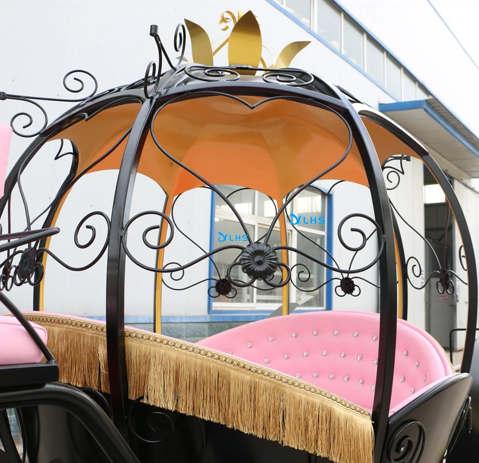 Black electric toy horse buggy CE certification cinderella wedding carriage electric pumpkin horse carriage cart for sale