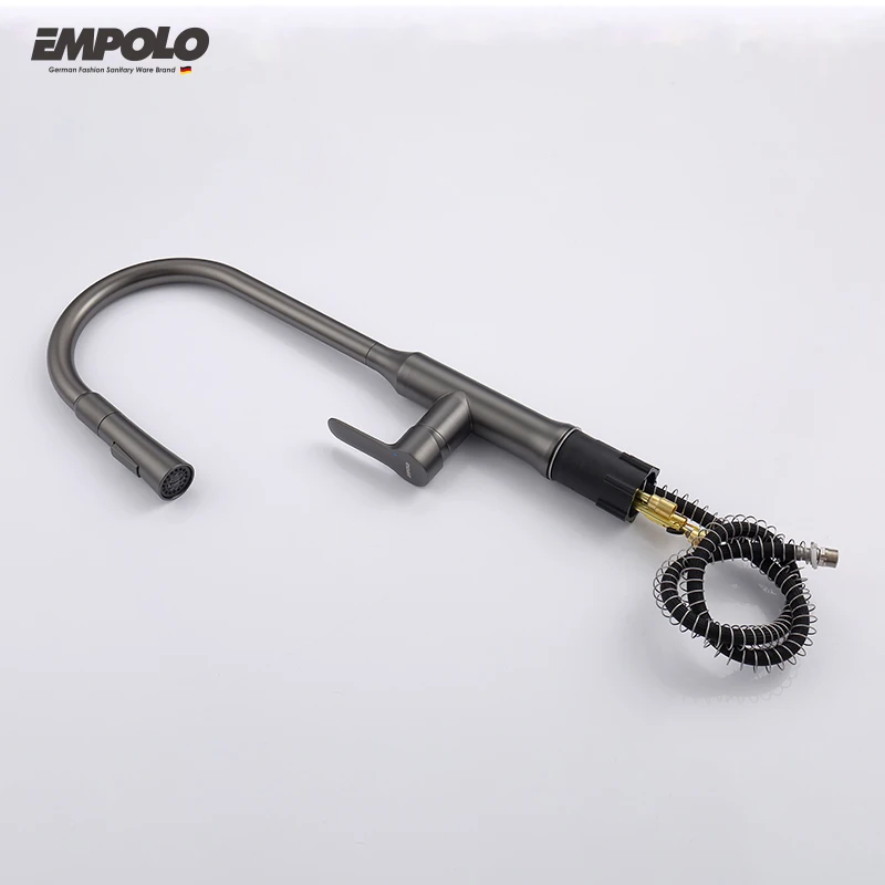 High Style Single Level Brass Sink Faucet cUPC Pull Down Sprayer 360 Flexible Kitchen Faucet For Sale