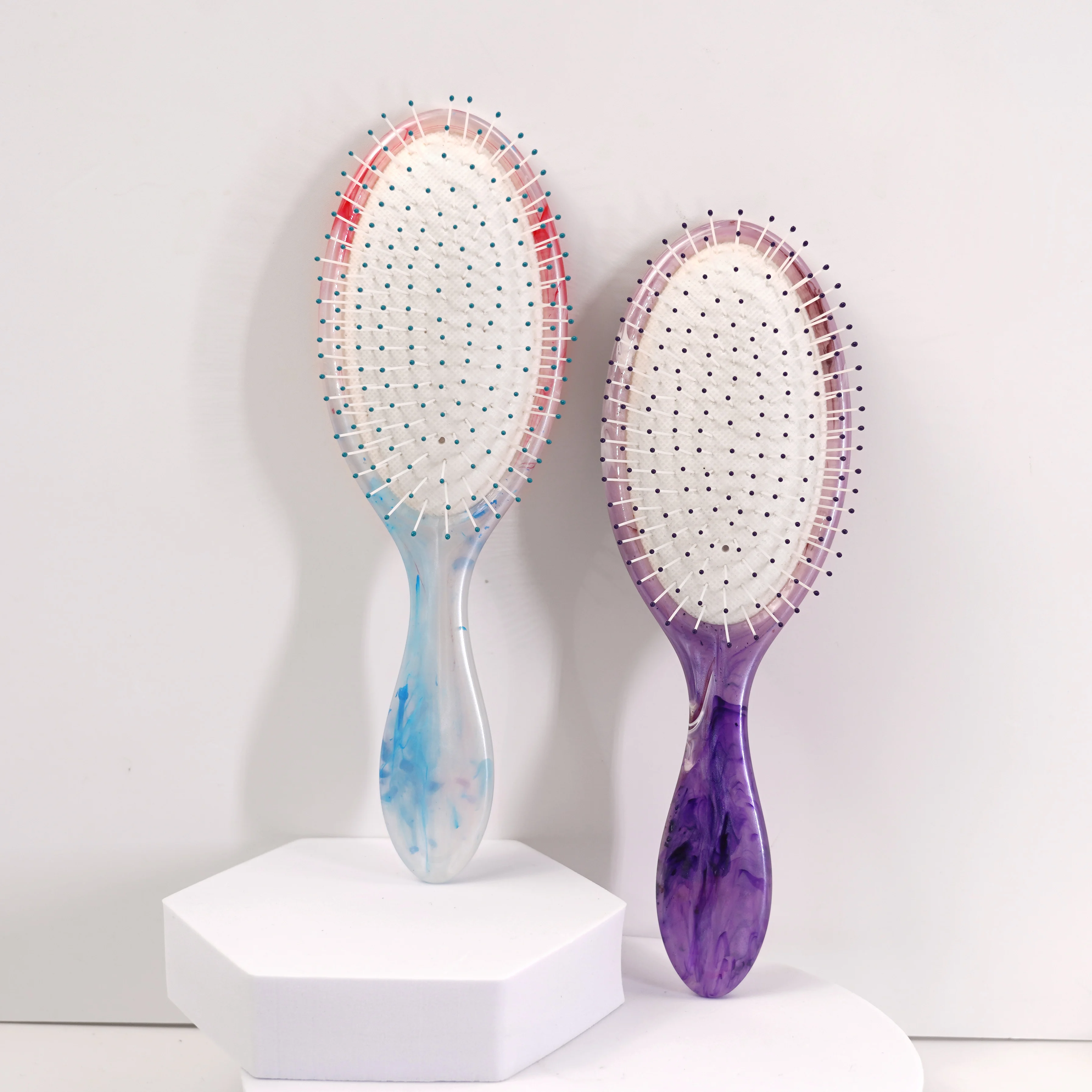 Hair Massage Comb Nylon Bristles Hairbrush Paddle Oval Hairbrushes for Women New Process Sulfur Cloud Powder