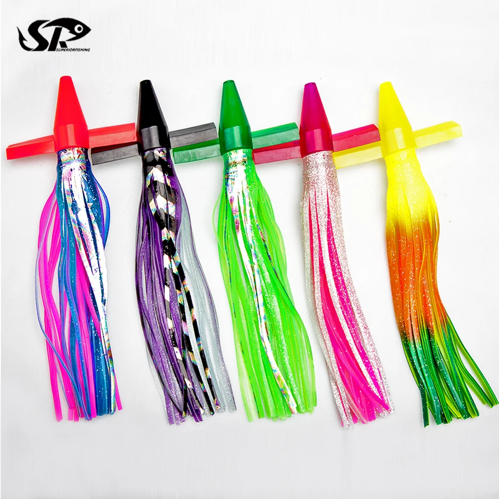SUPERIORFISHING OEM 7inch 9inch Plastic Head Teaser Bait Bird Saltwater Trolling Lure Double Skirted Softy Teaser Birds