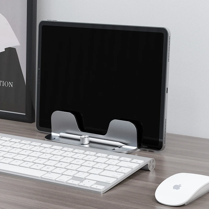 Wholesale Desktop Aluminum Alloy Adjustable Dual Slot Vertical Laptop Tablet Bracket PC Holder Macbook Stand for Ipad