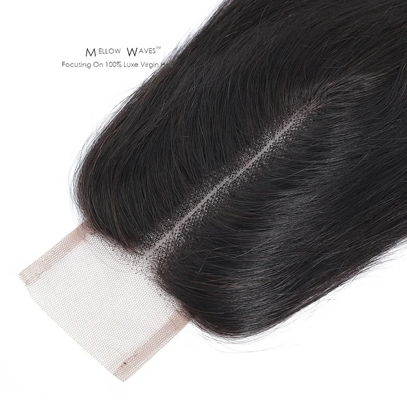 
Mellow Waves Kim K Kardashian Straight Preplucked Human Hair 2x6 Lace Closure Straight With Baby Hair Millde Part For Women 