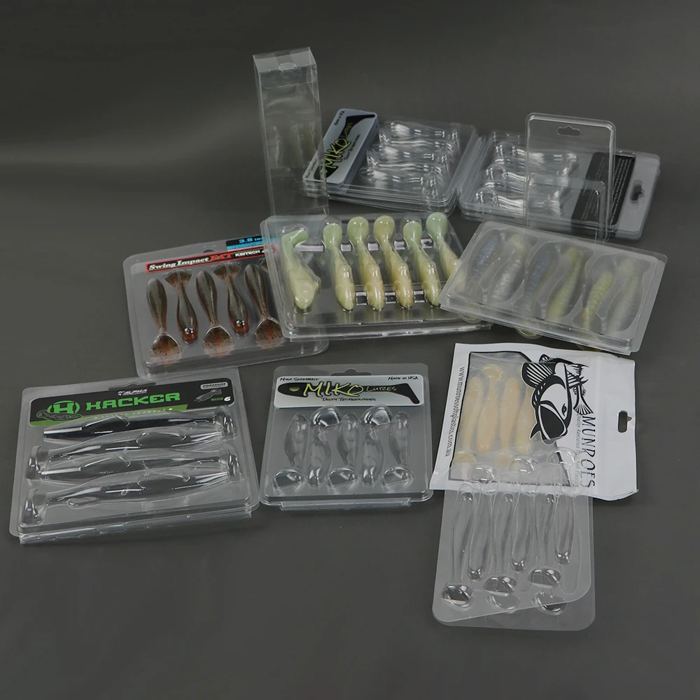 Custom Clear PVC Soft Plastic Fishing Lure Box Blister Packaging for Fishing Lures
