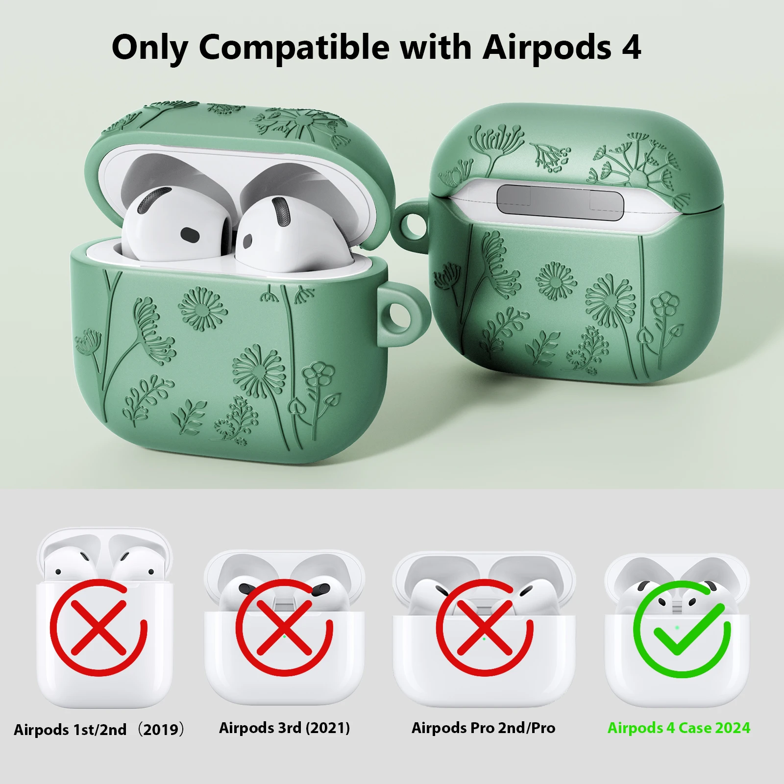 Чехол для AirPods 1 и 2 Стильный чехол женщин девочек защитный жесткий с цветочными узорами зажимом