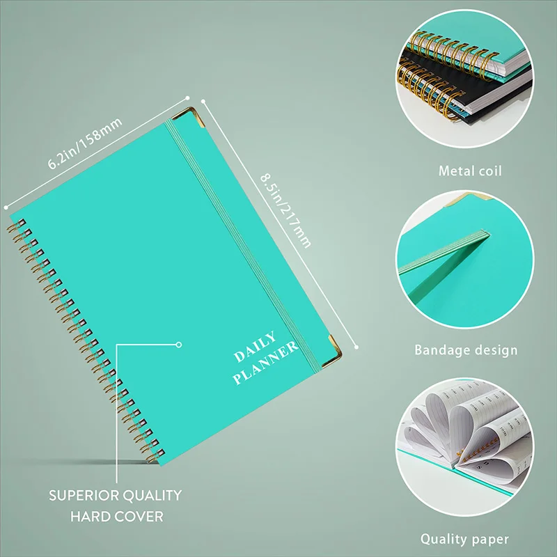 LCC646 Customizable Logo Spiral Notebook Printing A5 Diary Notebook Promotion Gift Custom Leather Cover Journal Coil Notebook