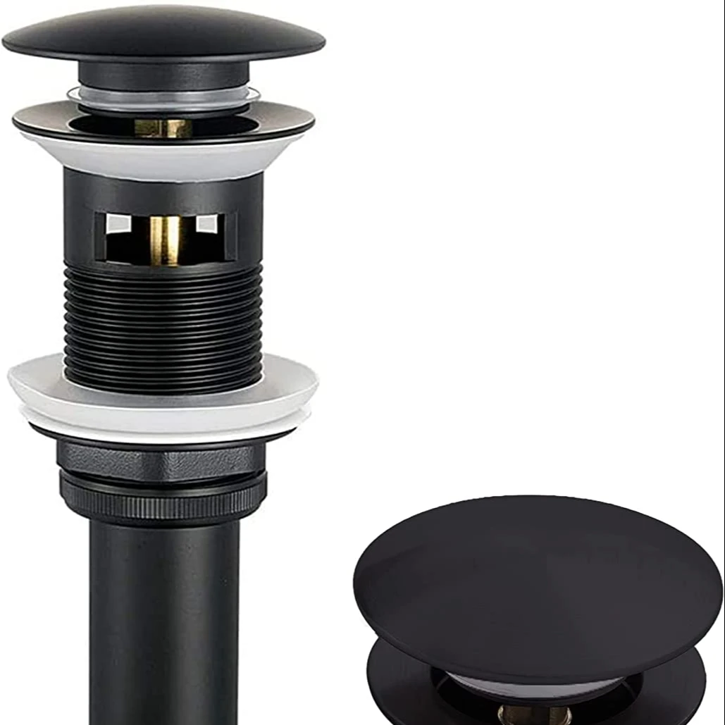 Basin Sink Popping Up Drainer  Lavatory Sink Waste Drainer  Stainless Black Odor Resistant No Leakage for Kitc Waster Drainer
