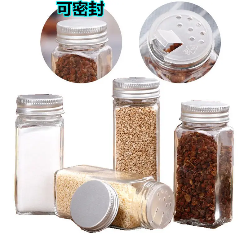 Hot Sale Transparent Kitchen 120Ml Glass Spice Salt Spice Jar Seasoning Bottle With Shake Aluminum lid refillable bottles