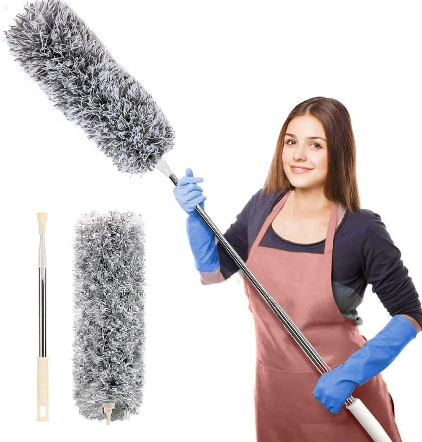 OEM Adjustable  Microfiber Duster  telescopic pole Feather Fan Keyboard Feather Computer Car Cleaning Brush