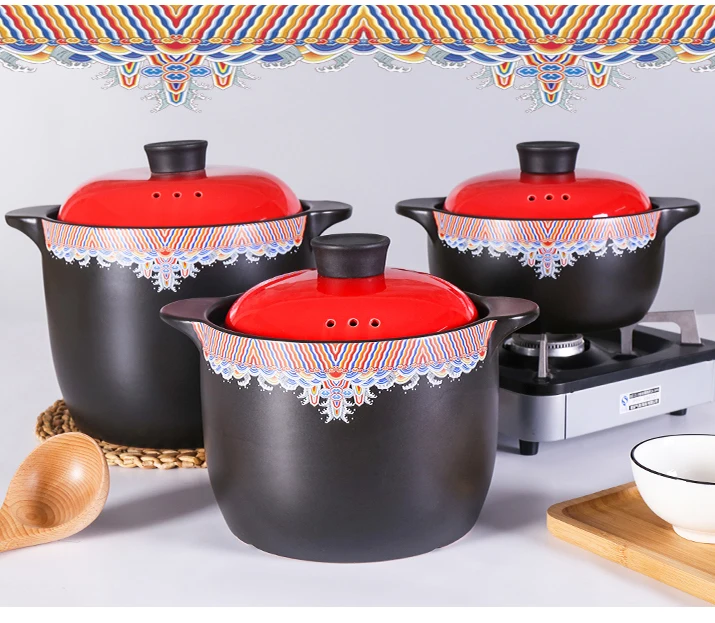 Factory Wholesale Commercial Ceramic Soup Pot Large Cooking Ceramic Pot Red