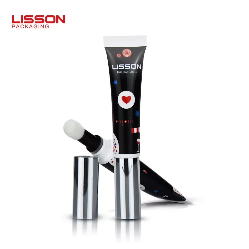 Lip Gloss Plastic Tube Cosmetic Empty  8ml OEM Logo Surface Inside Cap flocking applicator