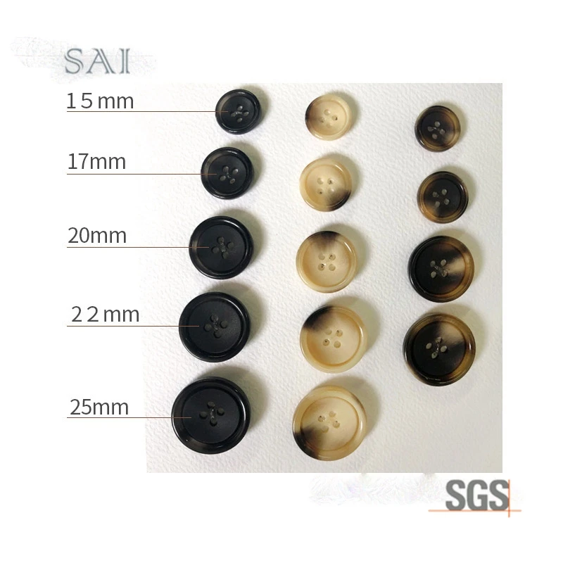 Basic Plastic Black 4-Hole shirts Coat Button