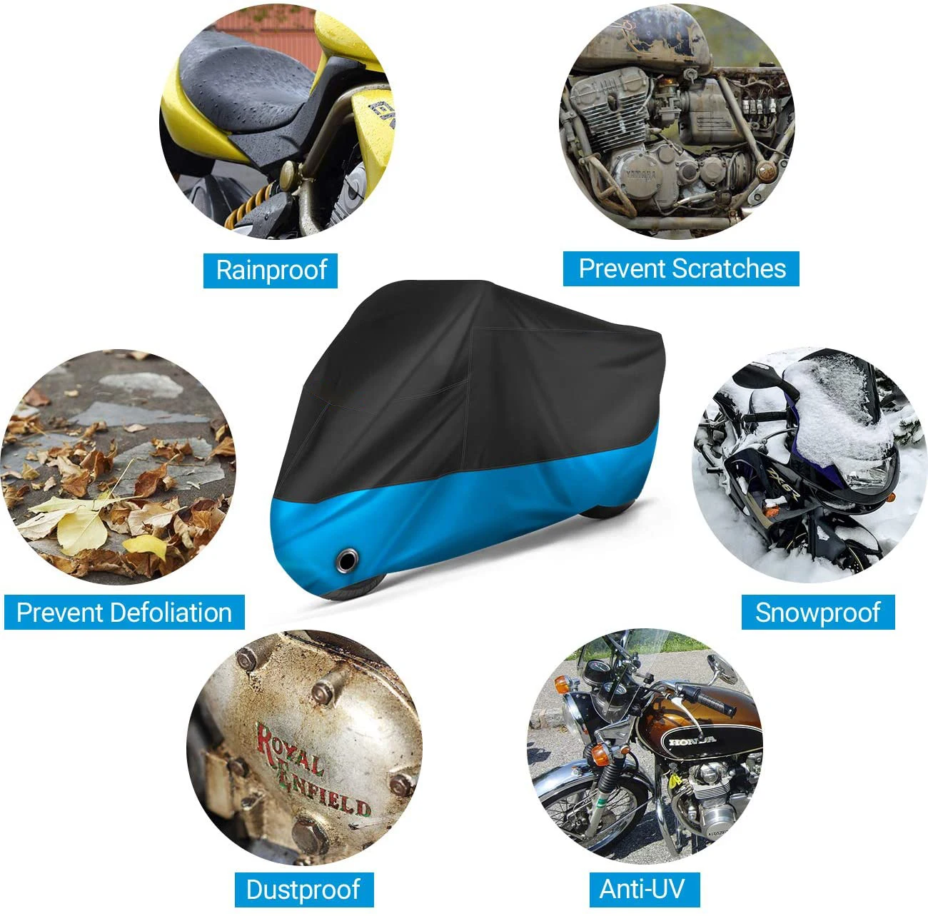 All Season Sun Rain Waterproof Motorbike Cover Outdoor Protection Durable Motorcycle Cover with Lock-Holes Storage Bag