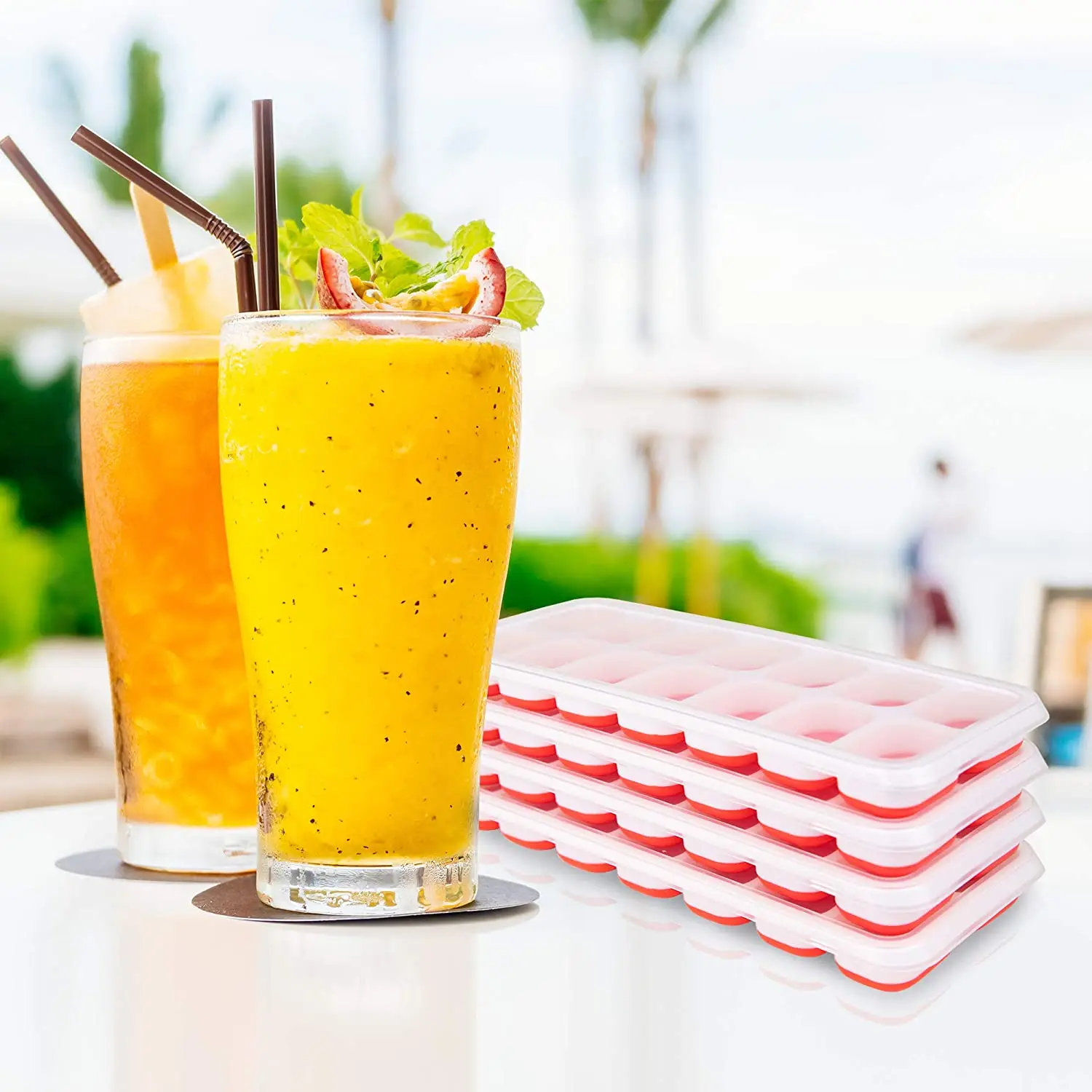 Hotselling 14 Grids Ice Cream Molds Silicone Ice Cube Tray with Lids