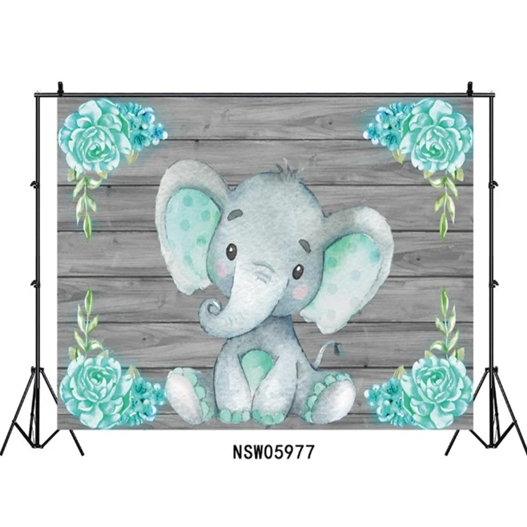 Elephant Baby Shower Backdrop Elephant Photography Background 7x5ft Elephant Birthday Party Banner Backdrops
