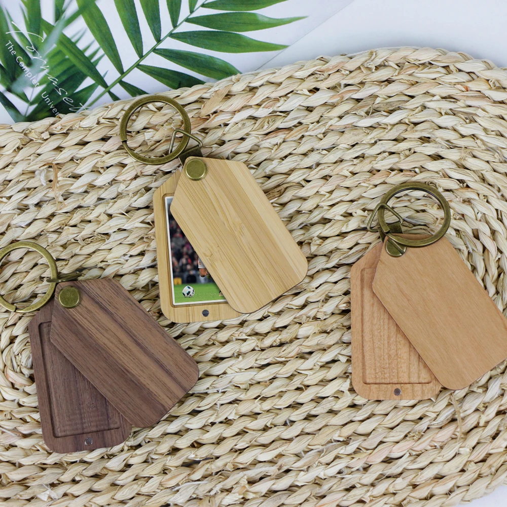 Wholesale Wooden Photo Keychain Cherry Walnut Wood Pictures Keychains Word Letter Name For Lovers