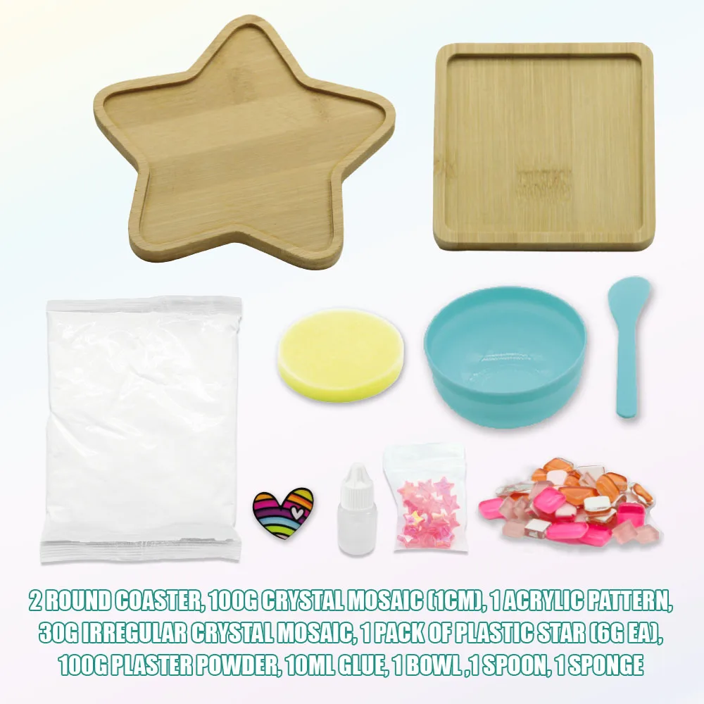 2 Sets Glass Mosaic Tiles for Crafts Handmade Mosaic Coasters Kit DIY Craft Dec.