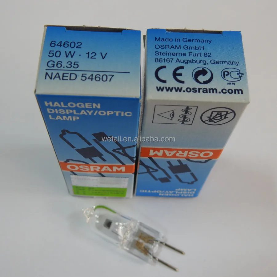 Original New 12V50W 64602 G6.35 NAED 54607 Long-life Microscope Halogen Tungsten Bulb