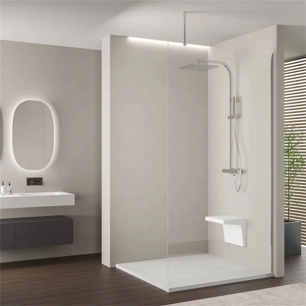 Bathroom enclosure walk in tempered glass shower room for hotel shower screen