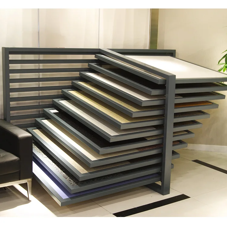 Custom High Quality Metal/Steel Display Stand Rack for Floor and Wall Tiles Shelf for Store Shop Exhibition Showroom Use