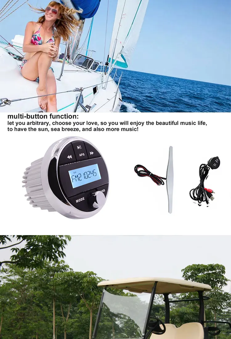 
Made-in- China LCD waterproof MP3 marine audio stereo 