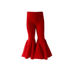 Solid Color Plain Trousers Toddler Bell-Bottom Baby Girl Flare Leggings Kids Ruffle Pants For Kid Girls