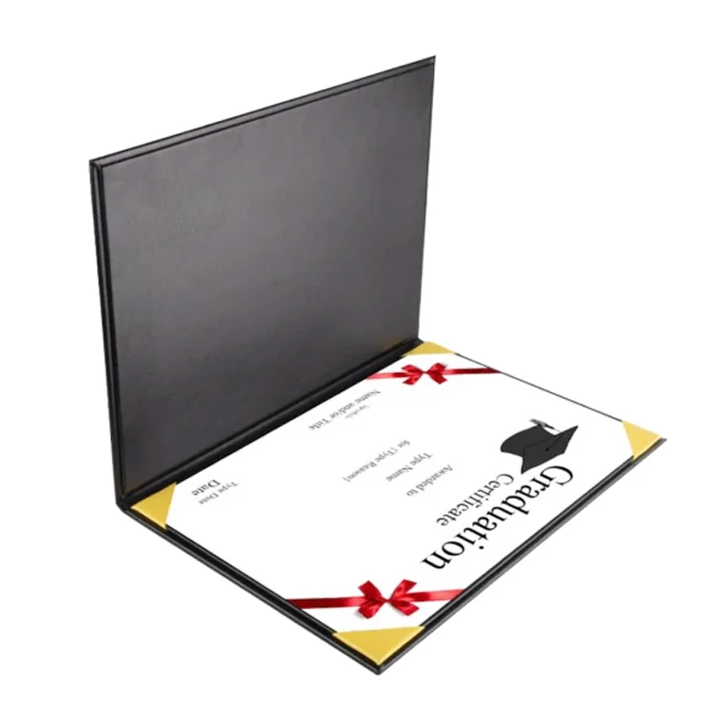 Engraved Leather Certificate Holder Diploma Holder Hardback Textured Leatherette Folder Graduation Gift Leather Diploma Holder