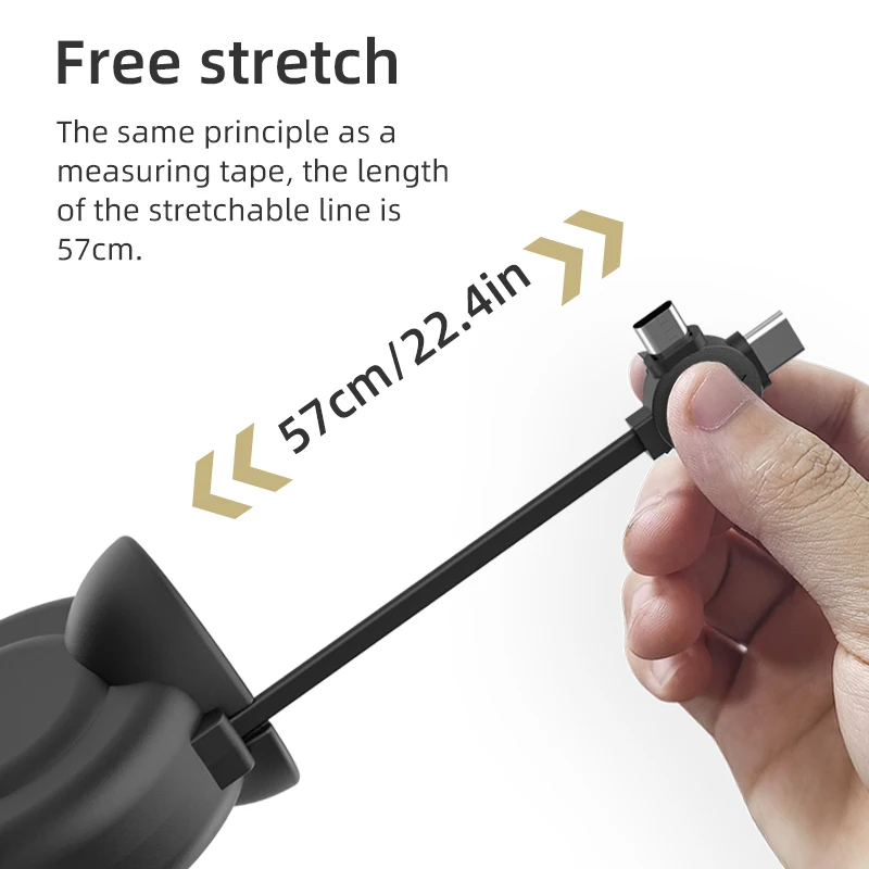 Three-in-one data cable car backrest fixed USB mobile phone charger data cable storage box retractable