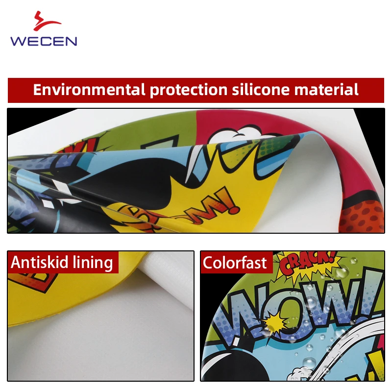 Bestselling 100% Environmental Silicone Custom Print Swim Cap for Adult Chlorine Resistant Adult Silicone Swim Cap