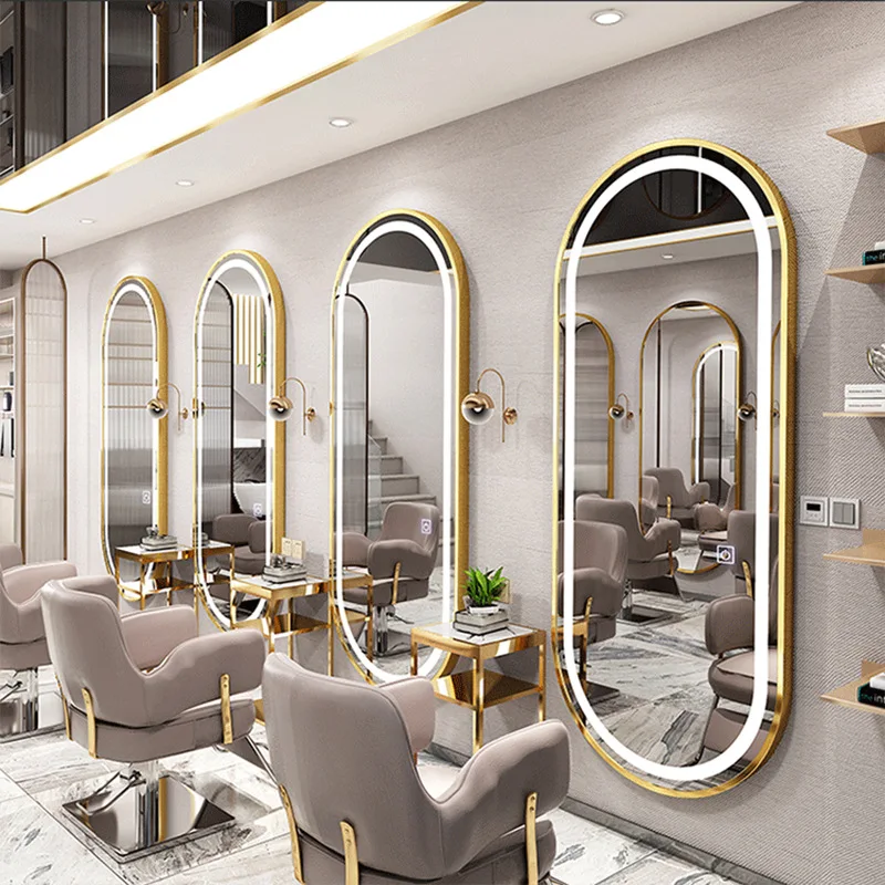 Wholesale New Design Salon Furniture Mirror Station Styling Espejo De Salon Barber Chairs Barber Stations Makeup Mirror