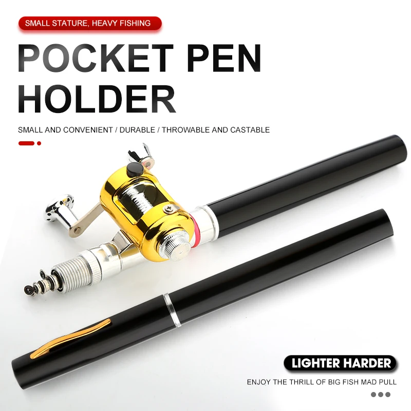 FISHGANG telescopic pen mini fishing rod telescopic pocket  mini pen fishing rod and reel pen telescopic