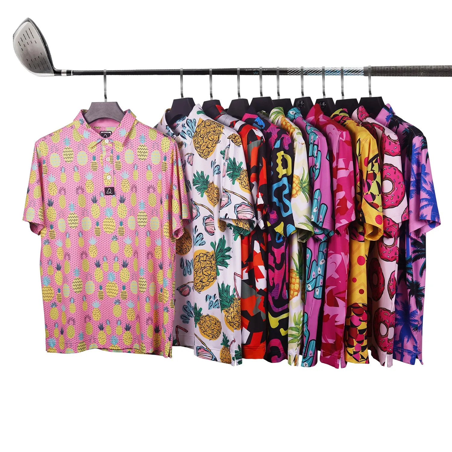 High quality custom logo oversized graphic printed performance floral vietnam golf polo t shirts for men